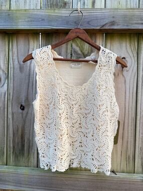 Reworked Vintage Crochet Ramie Cotton Crop Top